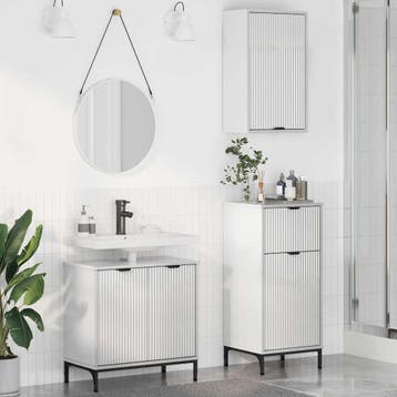 vidaXL Badkamermeubelset 3 st Hoogglans wit 39,5 x 36 x 88, Verzenden, Nieuw, Overige typen