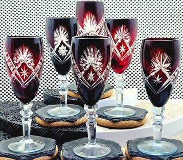 |- (6) x *Bohemia Kristall (Germany)* - Wijnglas (6) - een