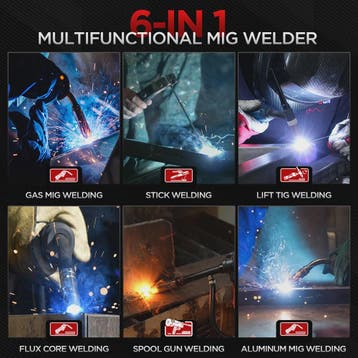 ANDELI 205A 6-in-1 MIG/TIG/Stick Lasapparaat - Gas/Gasloos,, Verzenden, Nieuw