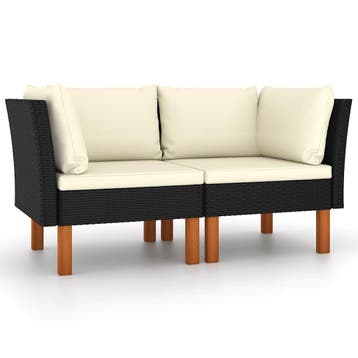 vidaXL Hoekbanken 2 st poly rattan en massief eucalyptushout, Verzenden, Nieuw