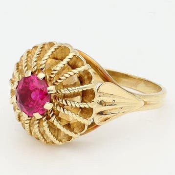 Ring - 18 karaat Geel goud - Robijn, Nieuw