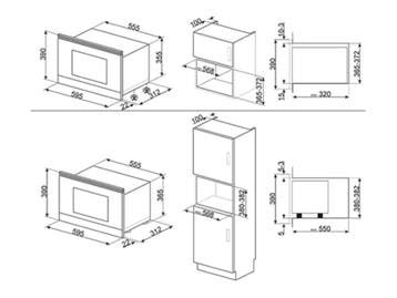 Smeg MP322X1 - Inbouw magnetron - Grill - Roestvrijstaal, Verzenden, Zo goed als nieuw