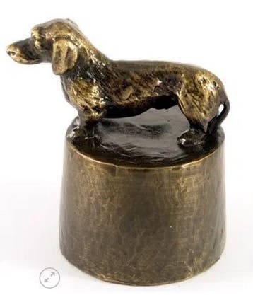 Honden urn verbronsd Langharige Teckel 2, Nieuw