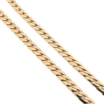 Gouden platte gourmetschakel ketting, Sieraden, Tassen en Uiterlijk, Kettingen, Ophalen of Verzenden, Gebruikt, Goud, Goud