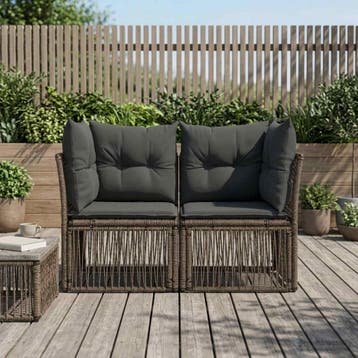 vidaXL Tuinbank 2-Aantal zitplaatsen Grijs poly rattan, Verzenden, Nieuw, Rotan