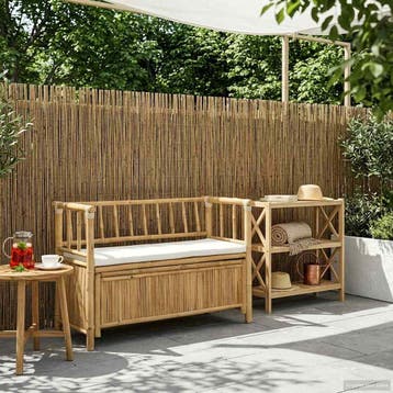vidaXL Tuinkast Bank 110 x 47 x 80 cm Bamboe Naturel, Tuin en Terras, Tuinbanken, Verzenden, Nieuw, Hout