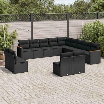 vidaXL Patio Sofa Set Black, Verzenden, Nieuw