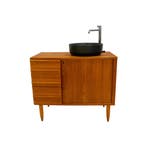 Badkamermeubel | Vintage | Met Roldeur | Teak |  4577, Minder dan 50 cm, 75 cm of meer, Ophalen of Verzenden, Zo goed als nieuw