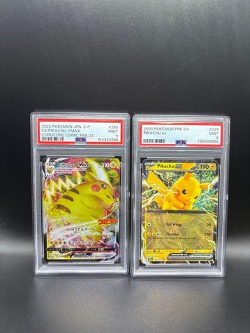 Pokémon - 2 Graded card - Pikachu VMAX & Ex Full art - PSA 9, Nieuw