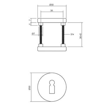 Intersteel rozetten met sleutelgat ø50x7mm - aluminium, Verzenden, Nieuw
