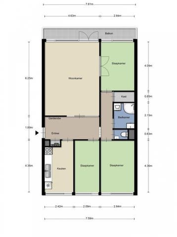 Te Huur 4 kamer Appartement Roland Holstlaan In Delft, Huizen en Kamers, Direct bij eigenaar, Appartement, Delft, Zuid-Holland