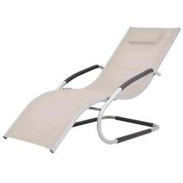 vidaXL Ligbed met kussen aluminium en textileen crème, Verzenden, Nieuw