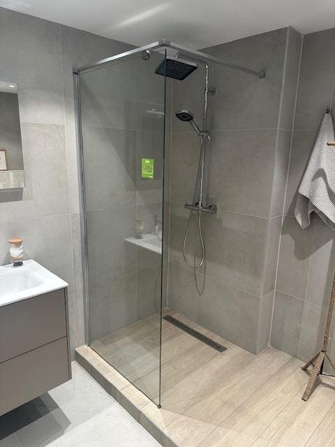 Inloopdouche 90cm helder glas, inline model - 0022, Doe-het-zelf en Verbouw, Sanitair, Douche, Nieuw, Chroom, Glas, Ophalen