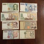 Italië. - 8 banconote Lire - anni vari (Zonder minimumprijs), Postzegels en Munten, Bankbiljetten | Europa | Niet-Eurobiljetten