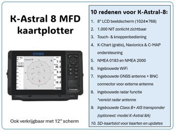 NIEUW - ONWA radar set: K-Astral 8 kaartplotter + Radome, Ophalen of Verzenden, Nieuw, Radar