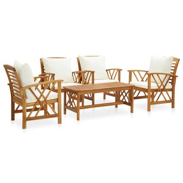 vidaXL 5-delige Loungeset met kussens massief acaciahout, Verzenden, Nieuw, Hout, Loungeset