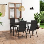vidaXL 5-delige Tuinset zwart, 4 zitplaatsen, Nieuw, Tuinset, Verzenden