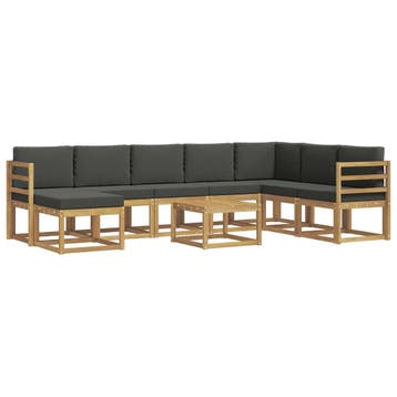 vidaXL Buiten bankenset met kussen 9 pcs Wit en, Verzenden, Nieuw