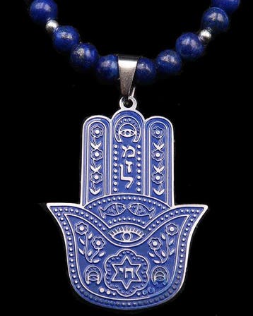 Lapis lazuli - Hand van Fatima en Davidsster – Hamsa
