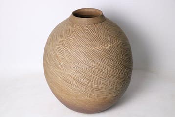Vaas - Steengoed - Japan - Uitgehouwen golflijnvaas - Mihara