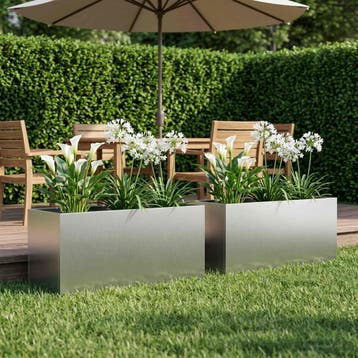 vidaXL Plantenbak 2 st zilver 100 x 40 x 40 cm, Verzenden, Minder dan 60 cm, Nieuw, Metaal