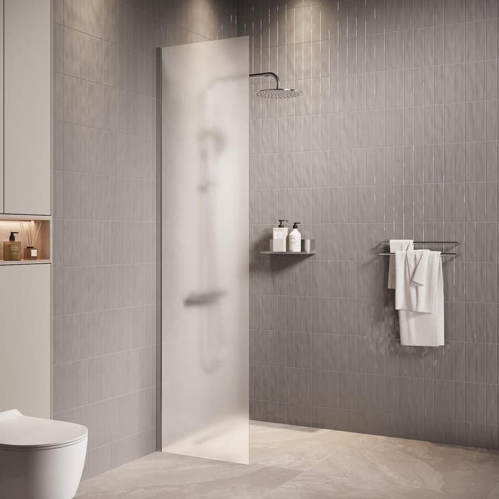 Douchewand Florida 40 x 200 cm Chroom – Inloopdouche 8 mm, Doe-het-zelf en Verbouw, Sanitair, Nieuw, Douche, Verzenden