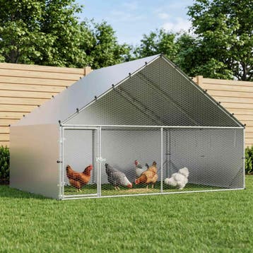 vidaXL Kippenhok met dak Zilverkleurig 300 x 200 x 190 cm, Verzenden, Nieuw