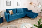 Elegante hoekbank COSY VELVET 3-zitsbank met blauwe petrol, Ophalen of Verzenden, Nieuw