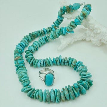 Turquoise - Zilver - 2-delige sieradenset - TURCHESE ARIZONA, Antiek en Kunst