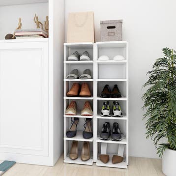 vidaXL Schoenenkasten 2 st 27,5x27x102 cm bewerkt hout wit, Verzenden, Nieuw