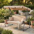 Schommelbed Tuin Beige | 200cm | Laatste Stuks!, Tuin en Terras, Ophalen of Verzenden, Nieuw, Metaal, Verstelbaar