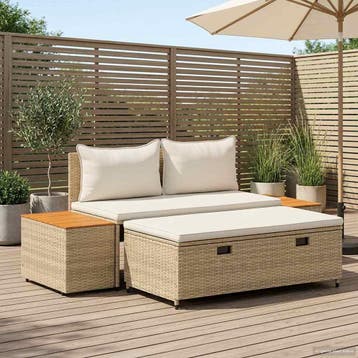 vidaXL Buiten bankenset 4 -Seater 4 st 55 x 30 x 39 cm, Verzenden, Nieuw, Rotan