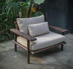 Stoel-Bank Loungeset Laruna Acaciahout Vintage Bruin /  Wit, Tuin en Terras, Tuinbanken, Verzenden, Nieuw