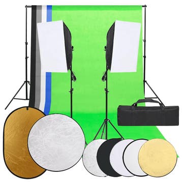 vidaXL Fotostudioset met verlichtingsset, achtergrond en, Audio, Tv en Foto, Fotografie | Fotostudio en Toebehoren, Verzenden