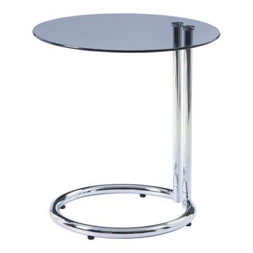 Bijzettafel Ylivieska rond 46x45 cm chroom en grijs glas [en, Verzenden, Nieuw