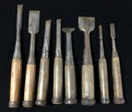 Set of 8 Antique Japanese Woodworking Chisels (Oire Nomi) -
