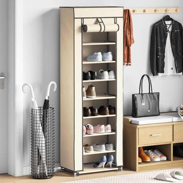 vidaXL Schoenenkast met hoes 57x29x162 cm stof crème, Verzenden, Nieuw