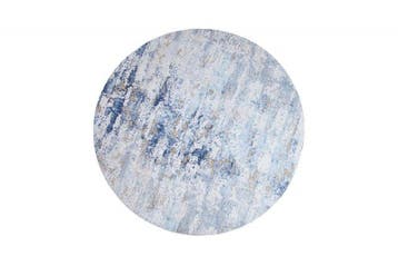 Vintage tapijt MODERN ART 150cm blauw gewassen ronde used, Ophalen of Verzenden, Nieuw