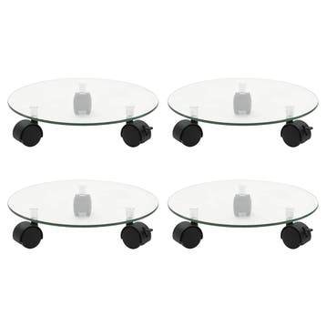 vidaXL Plantenrollers 4 st rond 28 cm gehard glas, Verzenden, Nieuw
