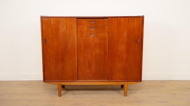 Vintage highboard | Wandkast | Teak |, Huis en Inrichting, Kasten | Dressoirs, Ophalen of Verzenden