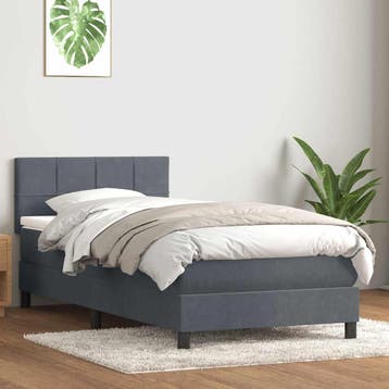 vidaXL Boxspring met matras fluweel donkergrijs 80x220 cm, Eenpersoons, Verzenden, Nieuw, Stof