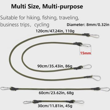 2x Elastisch Touw met Aluminium Haak - 8mm Schokabsorberend, Sport en Fitness, Verzenden, Nieuw