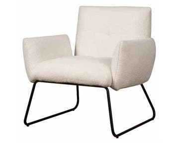 Tower Living Dante Fauteuil - fabric Teddy MJ81 White, Huis en Inrichting, Fauteuils, Ophalen of Verzenden, Nieuw