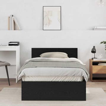 vidaXL Bedframe met hoofdbord Zwart eiken 100 x 200 cm, Eenpersoons, Verzenden, Zwart, Nieuw