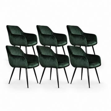 DS4U - Gaby eetkamerstoel - Set van 6 - Groen - Velvet -, Ophalen of Verzenden, Nieuw