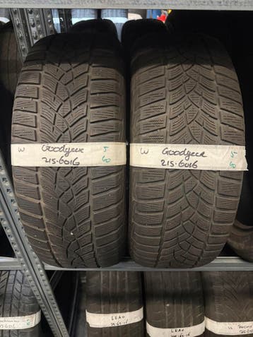 215-60-16 Goodyear Winterbanden 5mm Incl Montage 215 60 16, Ophalen, 16 inch, Winterbanden, Band(en)
