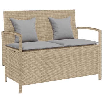 vidaXL Tuinbank met kussen poly rattan beige, Tuin en Terras, Verzenden, Nieuw