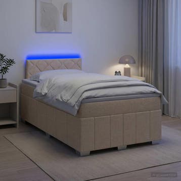 vidaXL Boxspringbed met matras Crèmekleurig 120 x 190 cm, Verzenden, Nieuw, Twijfelaar, Crème
