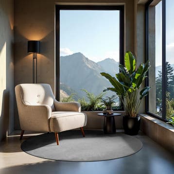 Kortpolig vloerkleed Soft Zone - Ø 120 cm, grijs, Verzenden, Nieuw