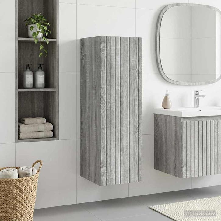 vidaXL Wand Gemonteerde Badkamerkast Grijs Sonoma 33 x 34,5, Huis en Inrichting, Tafels | Kaptafels, Nieuw, Verzenden